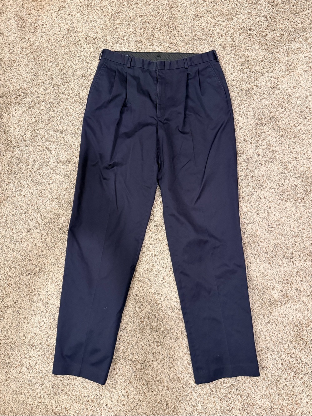 Lands' End Men’s Navy Pleated Dress Pants